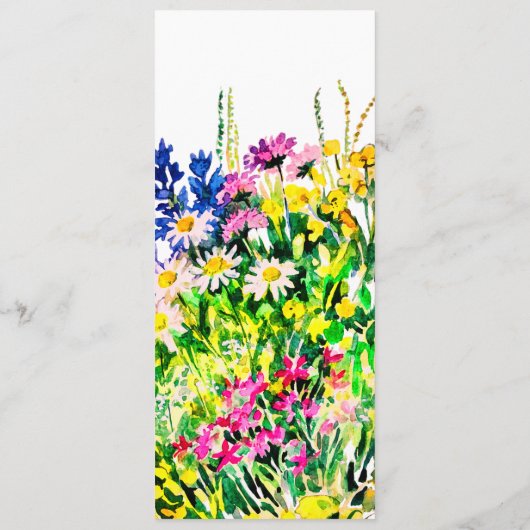 Menu mariage avec fleurs d'été (Dos)