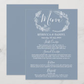 Menu Mariage avec guirlande florale rustique dessinée à (Devant / Derrière)