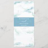 Menu mariage avec Nom de l'invité Dusty Blue Water (Dos)