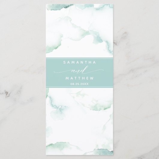 Menu mariage avec nom d'hôte, Aquarelle Turquoise (Dos)