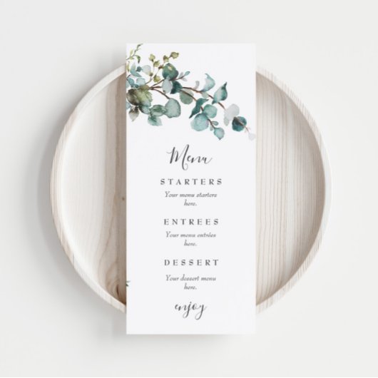Menu Mariage avec verdure d'eucalyptus