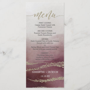 Menu Mariage Awash Elegant Watercolor Cranberry