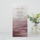 Menu Mariage Awash Elegant Watercolor Cranberry (Debout devant)