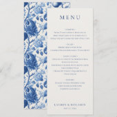 Menu Mariage Azure Blooms (Devant / Derrière)