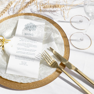 Menu Mariage baroque Bleu Dusty Vintage