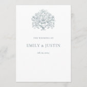 Menu Mariage baroque Bleu Dusty Vintage (Dos)