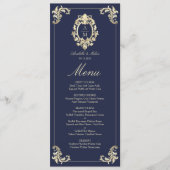 Menu Mariage baroque bleu marine (Devant)
