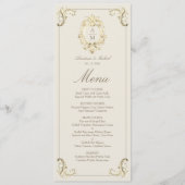 Menu Mariage baroque doré vintage (Devant)