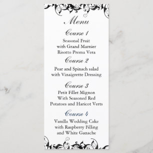 Menu Mariage baroque gris noir