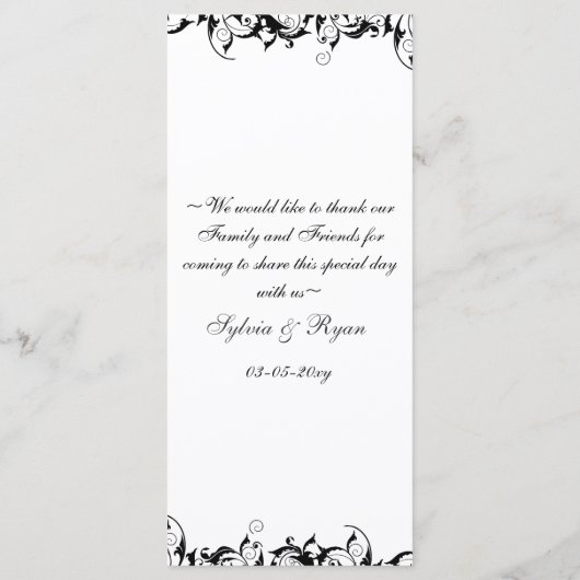 Menu Mariage baroque gris noir (Dos)