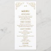 Menu Mariage baroque Monogramme Orné (Devant)