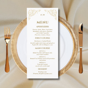 Menu Mariage baroque Monogramme Orné