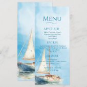 Menu Mariage bateau à voile Watercolor (Devant / Derrière)