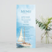 Menu Mariage bateau à voile Watercolor (Debout devant)
