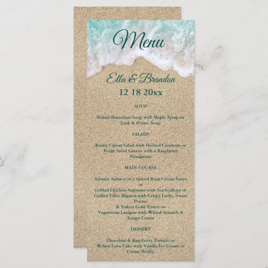Menu Mariage Beach Waves (Devant / Derrière)