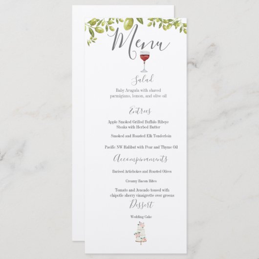 Menu Mariage Benvenuti Italia (Devant / Derrière)