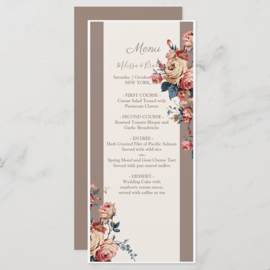 Menu Mariage bien-aimé (Devant / Derrière)