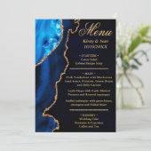 Menu Mariage Bille de Nacre Pailletée Bleue et Or (Debout devant)