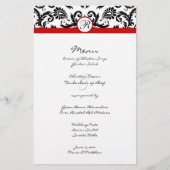 Menu Mariage Black Damask Red Trim (Devant)