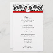 Menu Mariage Black Damask Red Trim (Devant / Derrière)