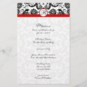 Menu Mariage Black Damask Red Trim (Devant)