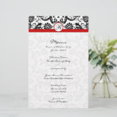 Menu Mariage Black Damask Red Trim (Debout devant)