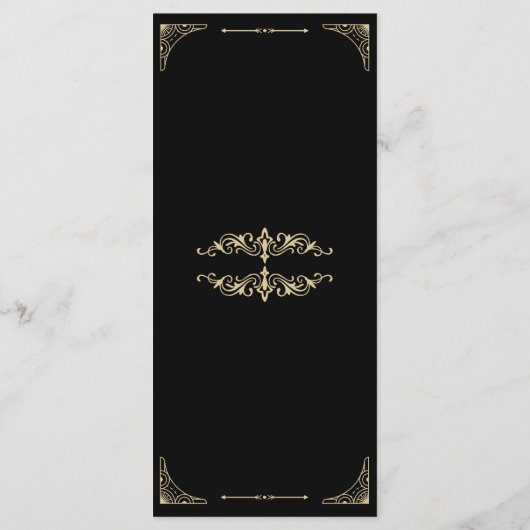 Menu mariage Black Elegant Deco Gold Retro (Dos)