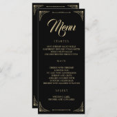 Menu mariage Black Elegant Deco Gold Retro (Devant / Derrière)