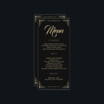 Menu mariage Black Elegant Deco Gold Retro<br><div class="desc">Menu mariage Black Elegant Deco Gold Retro. Éléments correspondants disponibles.</div>