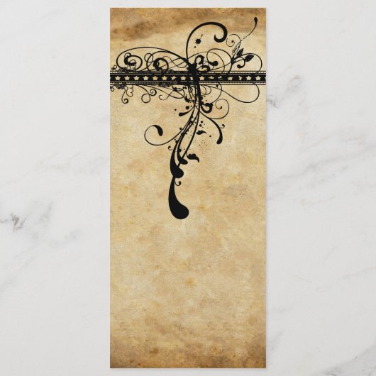 Menu Mariage Black Funky Elegant Swirls (Dos)