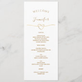 Menu Mariage Blanc avec Nom & Cœur Doré (Devant)