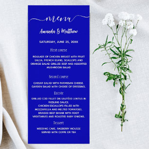 Menu mariage blanc bleu royal