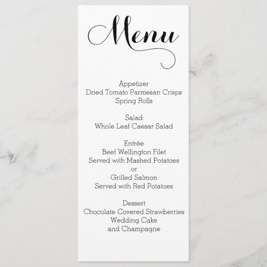Menu Mariage blanc clair personnalisé (Devant)