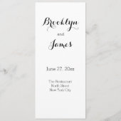 Menu Mariage blanc clair personnalisé (Dos)
