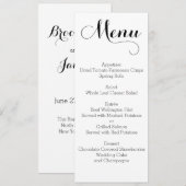 Menu Mariage blanc clair personnalisé (Devant / Derrière)
