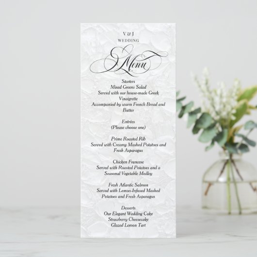 Menu Mariage blanc classique (Debout devant)