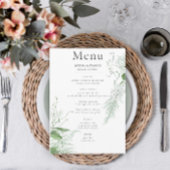 Menu Mariage blanc de feuillage vert de fougère rustiqu