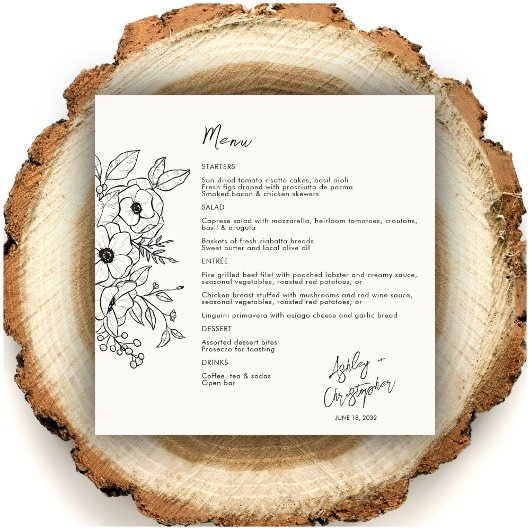 Menu Mariage blanc de lait végétal végétal minimal