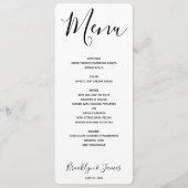 Menu Mariage blanc de script simple (Devant)