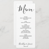 Menu Mariage blanc de script simple (Devant / Derrière)