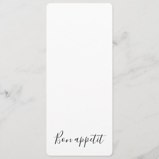 Menu Mariage blanc de script simple (Dos)
