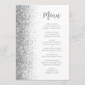 Menu Mariage blanc écriture paillettes argentées (Devant)