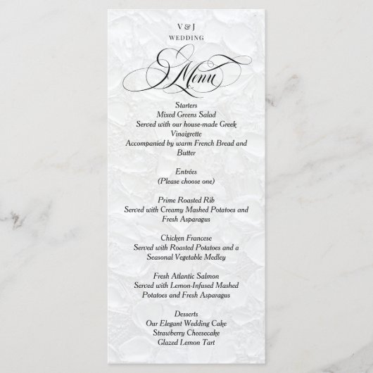 Menu Mariage blanc élégant classique (Devant)