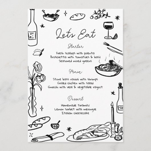 Menu Mariage blanc et noir (Devant)