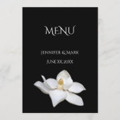 Menu mariage Blanc Magnolia Noir et Blanc (Devant)