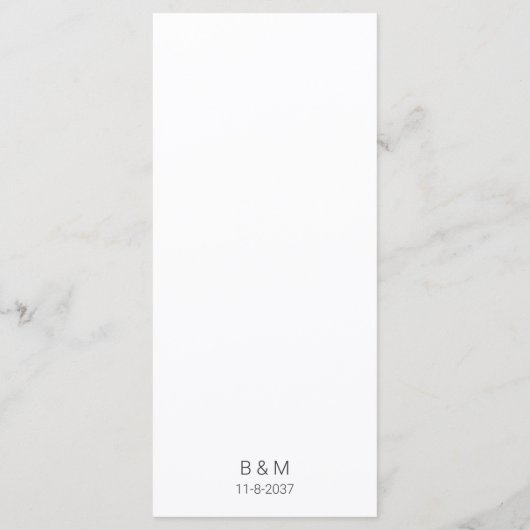Menu Mariage blanc minimaliste simple (Dos)