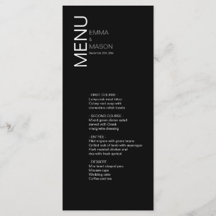 Menu Mariage blanc noir minimaliste moderne