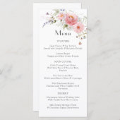 Menu Mariage blanc rose Fleur sauvage (Devant / Derrière)