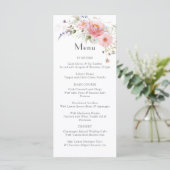 Menu Mariage blanc rose Fleur sauvage (Debout devant)