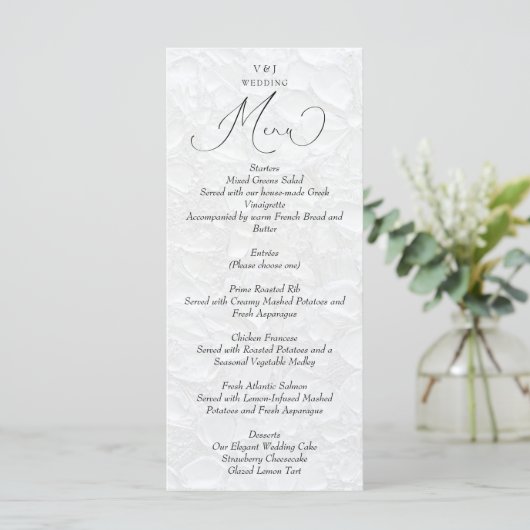Menu Mariage blanc simple (Debout devant)